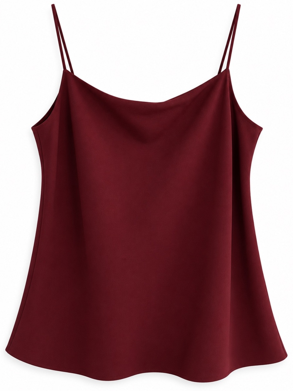 Theory Women’s Burgundy Cami Top P Urban Crepe Spaghetti Strap Minimalist Blouse